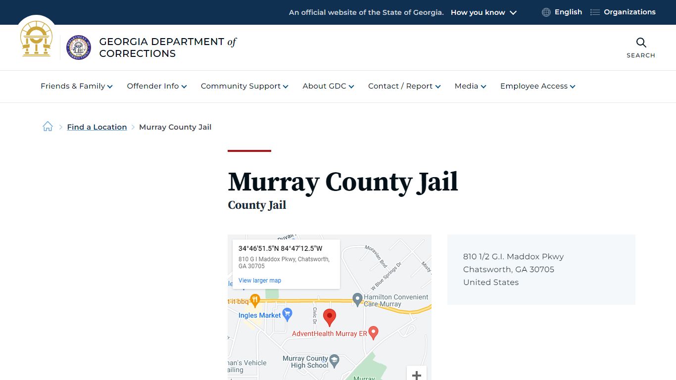 Murray County Jail | Georgia Department of Corrections